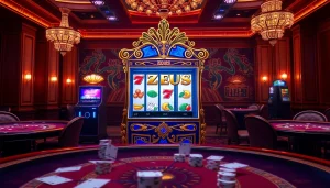Spin the reels on the exciting slot zeus machine amidst a glamorous casino environment.