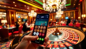 Gamble strategically with the tg88 app showcased on a vibrant casino table amidst lively players.