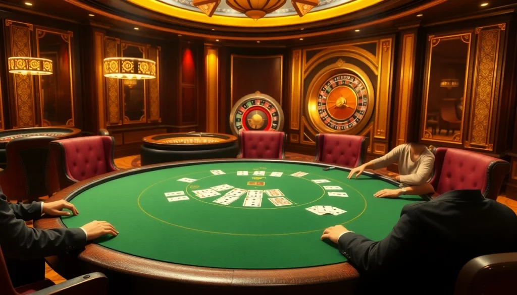 Join the thrilling action at https://tg88co.com/ with players strategizing at a high-stakes poker table.