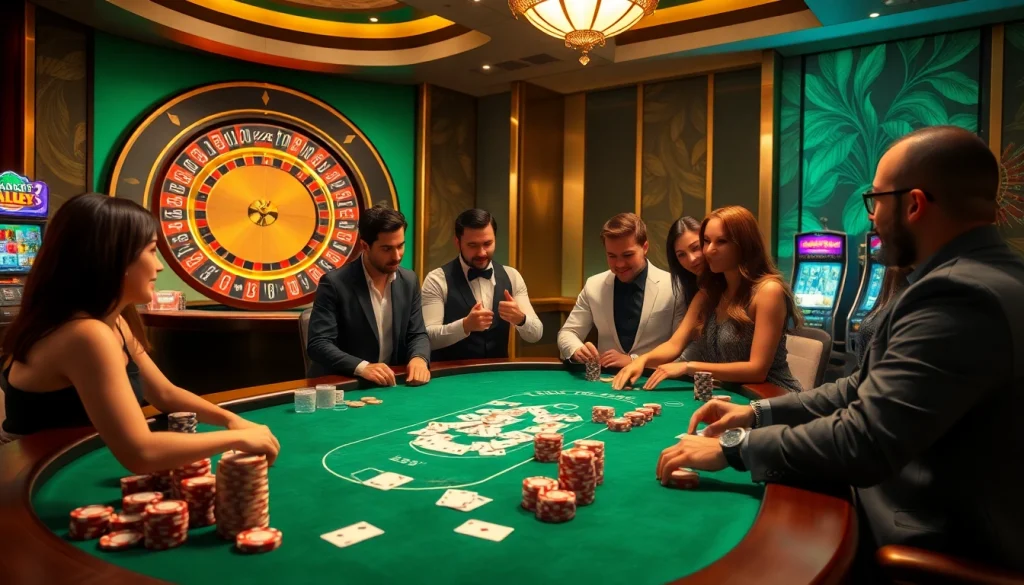 Bdtk3 Vip players strategically engaging at a luxurious casino poker table.
