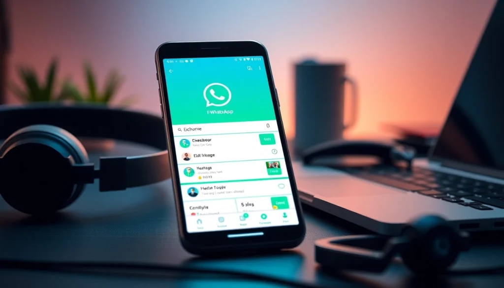 Stunning display of FM WhatsApp features on a smartphone, showcasing vibrant interface enhancements and customization options.