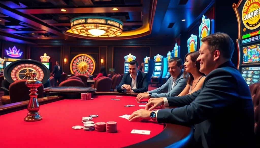 S88BET gamblers enjoying a thrilling poker game at a luxury casino table.