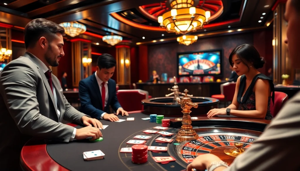 DewaCasino login scene with players at a luxurious poker table and vibrant online betting interface.