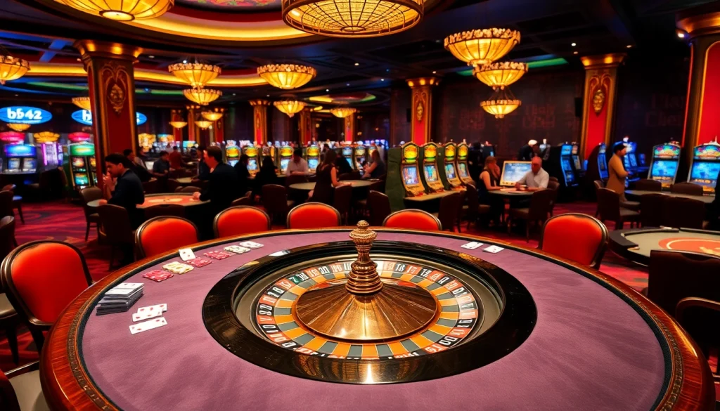Engage in thrilling gameplay at b52 club with vibrant casino tables and roulette excitement.