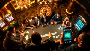 GO8 poker table excitement with players and vibrant casino visuals.