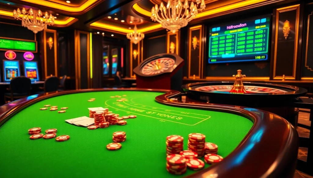 Experience thrilling gaming at https://mmoo.de.com with vibrant tables, poker chips, and roulette.