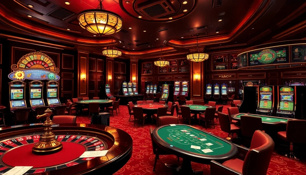 The hidden wiki showcases an extravagant casino interior with poker tables and a roulette wheel.