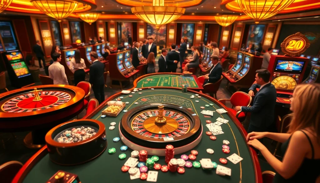 Engaged players enjoying the immersive experience at https://okfun.uk.net/ casino tables with vibrant colors and exciting games.