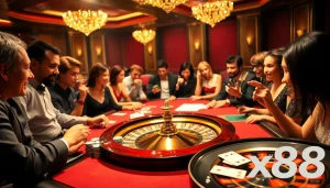 Experience the excitement of gambling at nhà cái x88 with vibrant casino visuals and dynamic game play elements.