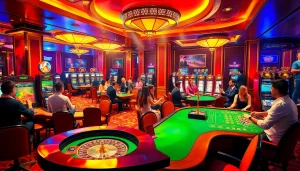 Tobet88 gaming experience with players at a live casino table, enjoying roulette and poker.