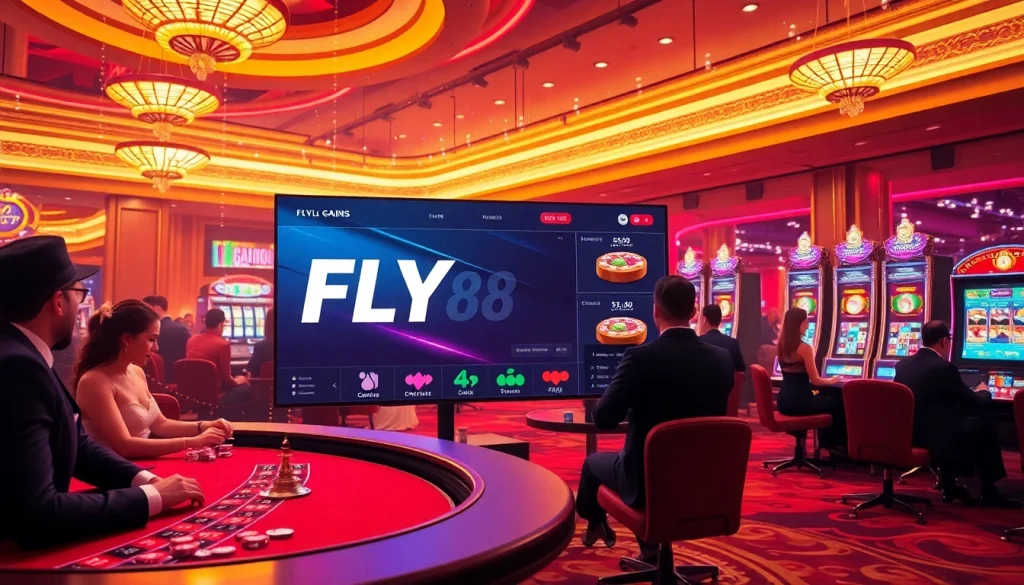 FLY88 players strategically betting at an upscale casino table, showcasing luxury and excitement.