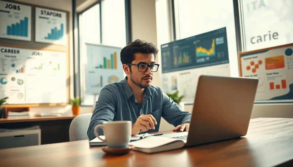 Analyzing top sales job boards in a modern workspace with job resources.