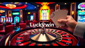 Spin the roulette wheel at Luckywin's luxurious casino setting.