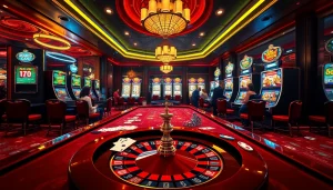 Experience thrilling gameplay at https://sc88.archi/ with luxurious casino tables and vibrant slot machines.