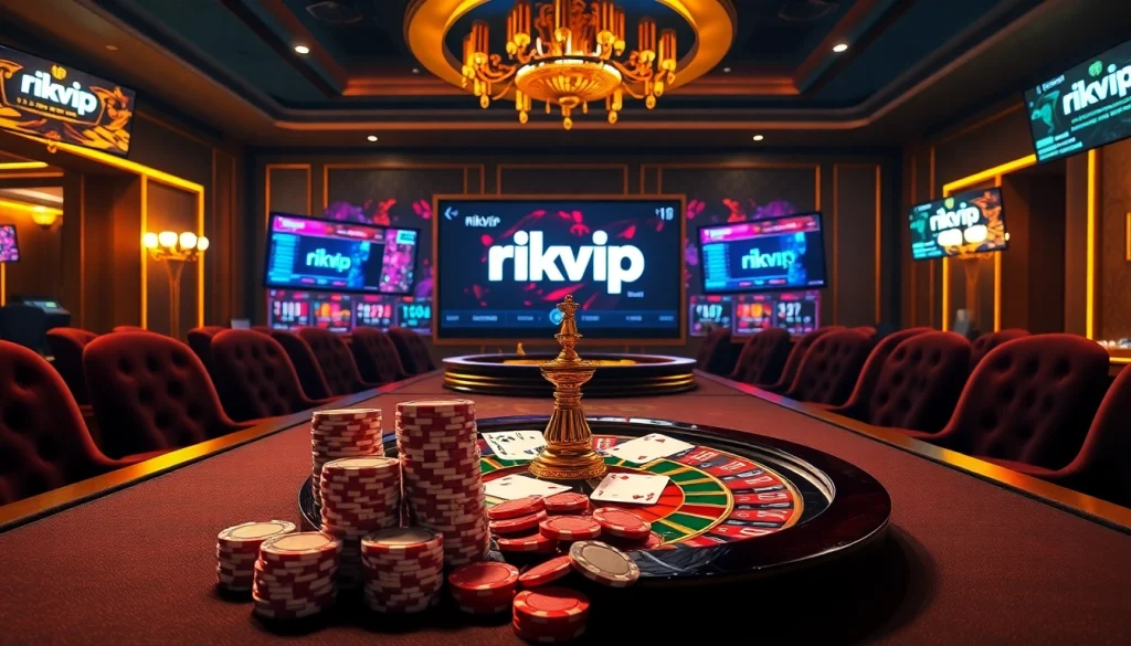 Experience the excitement at rikvip with vibrant poker chips and engaging casino games.