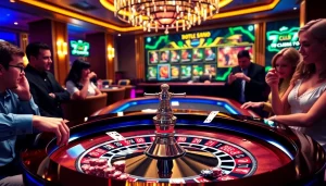 Players winning at the 789club roulette table in a luxurious casino setting.