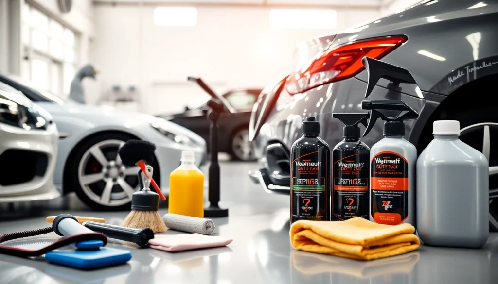 Auto detailing Cleveland TN showcasing professional equipment in a bright garage setting.