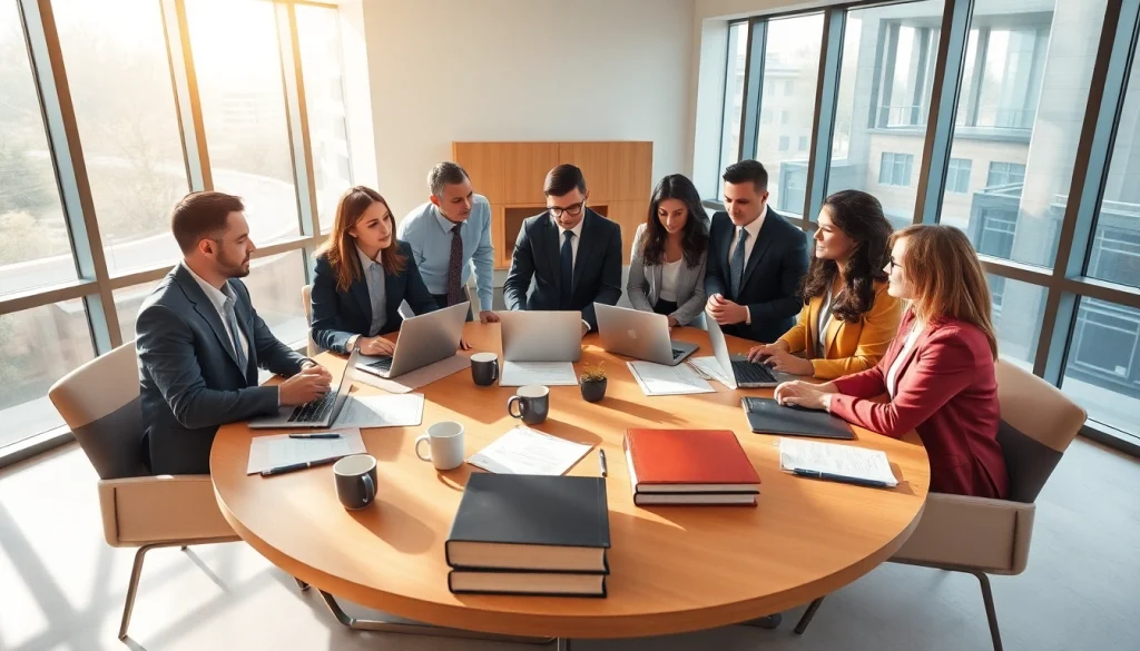 Dynamic professionals collaborating in a bright office, highlighting Legal Assist services for modern legal needs.