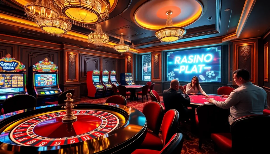 Gambling thrill at https://rr88c.mobi/ with luxurious casino visuals including roulette, poker, and vibrant atmosphere.