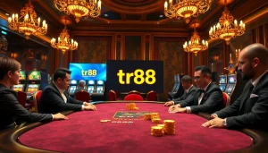 Engage in high-stakes gambling action at tr88 casino with dazzling poker tables and luxury decor.