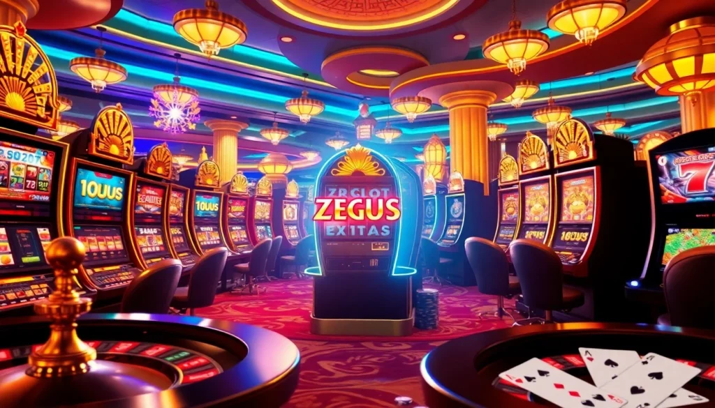 Mainkan permainan Slot Zeus yang mendebarkan di lingkungan kasino mewah, menampilkan sensasi dan kemewahan.