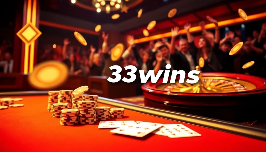Experience thrilling gameplay at https://33wins.it.com with our vibrant casino scene showcasing poker and roulette.