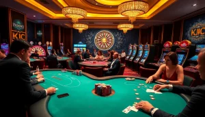 KJC players engaging in exciting casino games at a vibrant, luxurious setting.