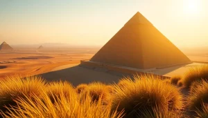 Experience the majestic Great Pyramid of Giza at sunset through the lens of https://piraminds.com/