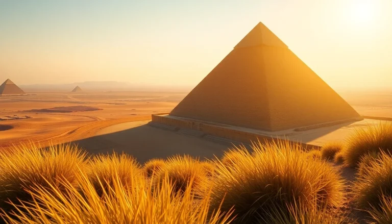 Experience the majestic Great Pyramid of Giza at sunset through the lens of https://piraminds.com/