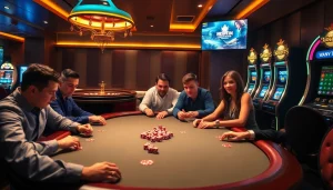 Xôi Xoài TV setting the stage for vibrant casino excitement with poker players and games
