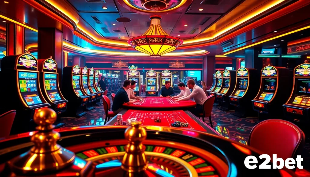 Experience the vibrant excitement of nhà cái e2bet at a luxurious casino table, filled with action and chances to win.