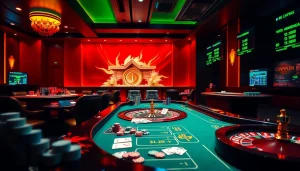 Exciting gameplay at the 68 game bài casino table with vibrant poker chips and cards.