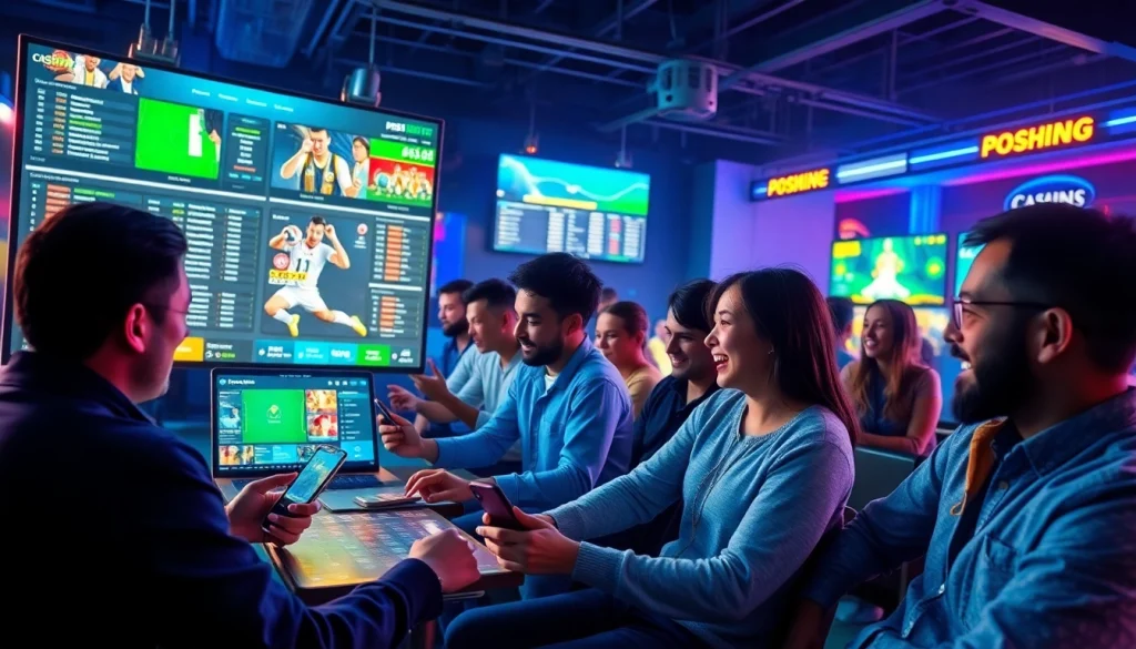 Engaging online betting scene showcasing players at luck8win.live, featuring vibrant digital interfaces and energetic atmosphere.