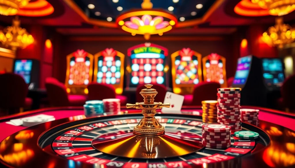 Experience the thrill of phsky at a luxurious casino table with roulette and poker chips.