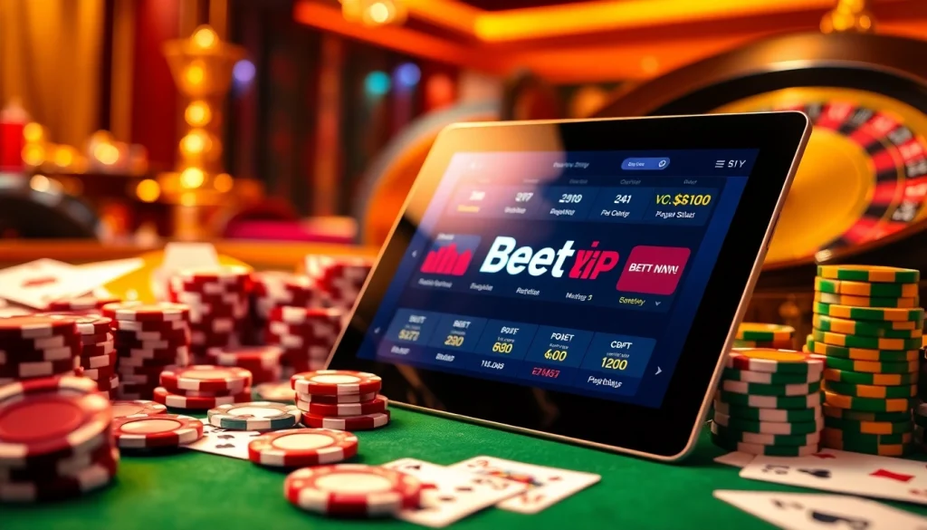 Thu hút người chơi bằng ứng dụng BetVIP giữa các yếu tố casino sang trọng.