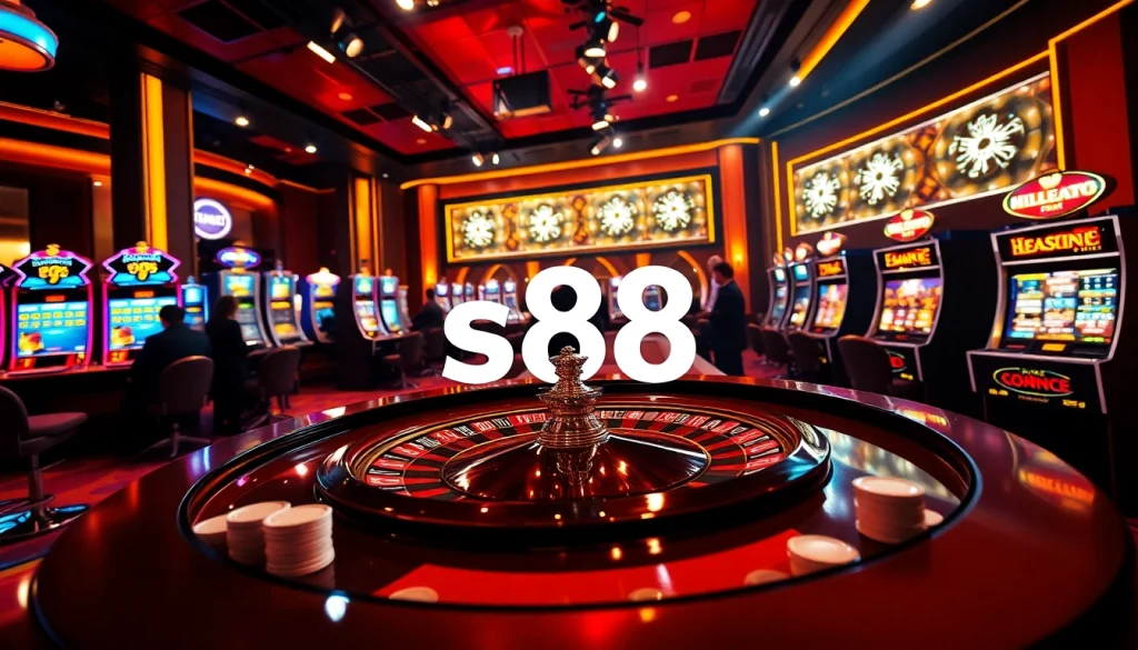 Experience the thrill of gambling with s88 at a luxurious casino table surrounded by vibrant poker chips.