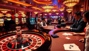 Engage in thrilling casino games at the topclub, featuring vibrant tables and eager players.