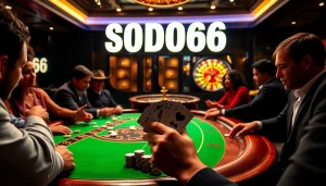 SODO66 players enjoying an engaging poker game with vibrant chips and cards.
