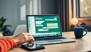 在现代笔记本界面上，通过 WhatsApp Web 实现无缝沟通。