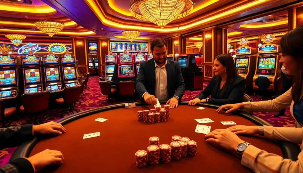 Engage in high-stakes poker with a luxurious setting showcasing deposit 1000 on the table, vibrant chips, and excited players.