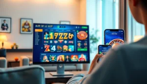 Engaging TTPTP online gambling platform showcasing slots, poker, and roulette on modern devices.