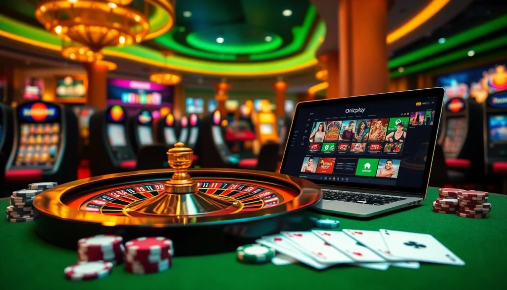 Players enjoying the exhilarating onicplay online gaming experience with roulette and slot machines.