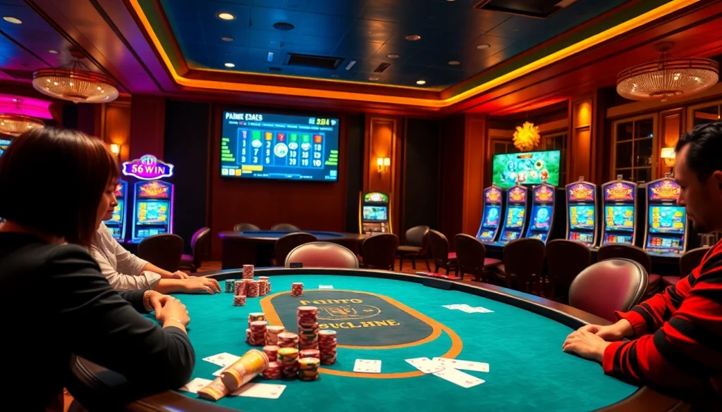Experience high-society gambling excitement at https://56win.sale/ with vibrant poker tables and slot machines.