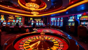 Experience the excitement of gambling with https://vaoluoitv.it.com, showcasing casino tables, poker chips, and vibrant slot machines.