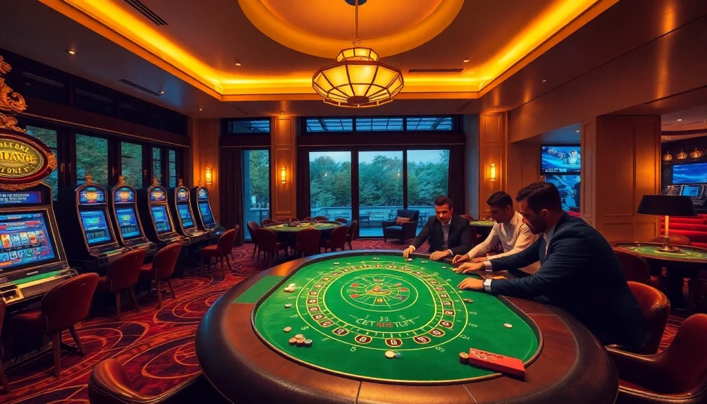 Engaging scene of house extension construction with a luxurious casino twist, featuring poker tables and modern design.