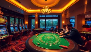Engaging scene of house extension construction with a luxurious casino twist, featuring poker tables and modern design.