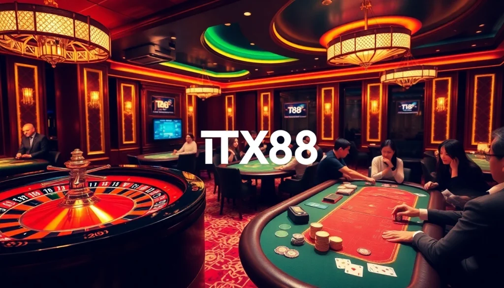 Experience the thrill of casino gaming with TX88.link, featuring poker and roulette excitement.