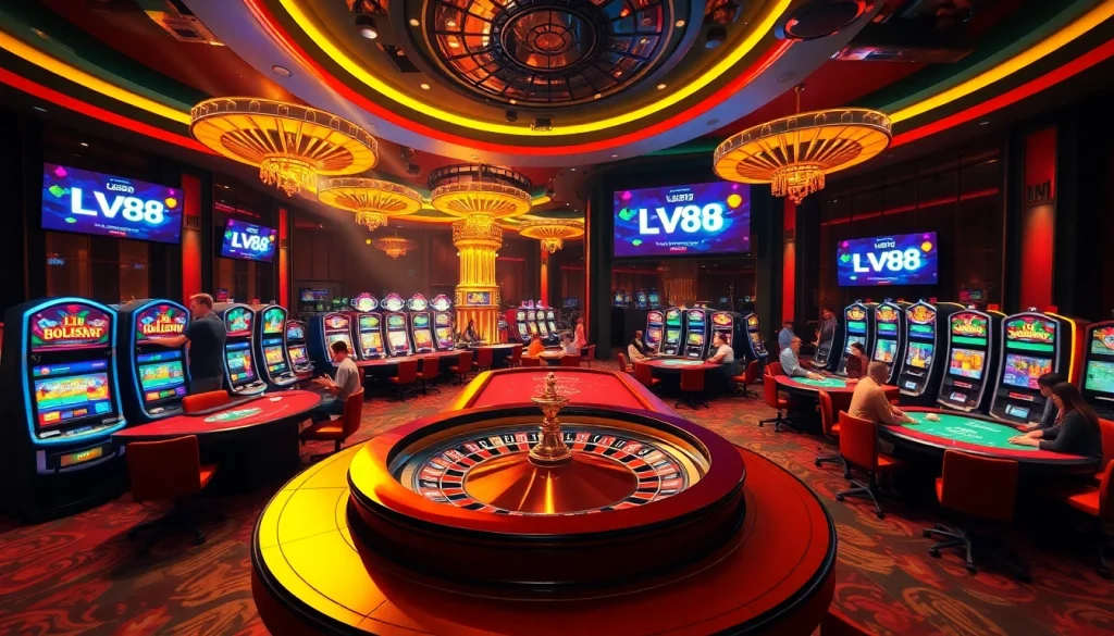 Experience thrilling gameplay at LV88 casino with vibrant slot machines and dynamic tables.