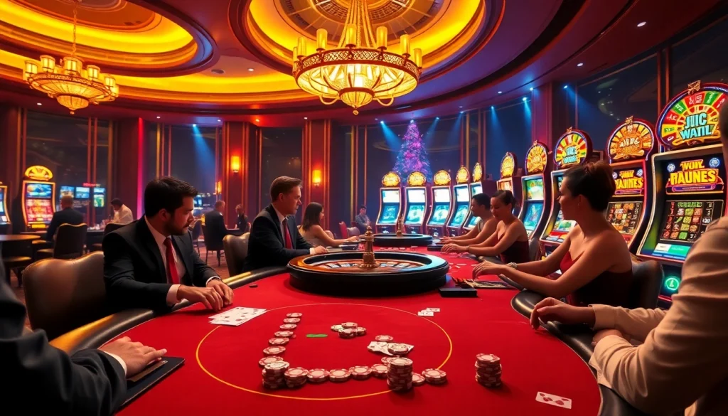Experience high-stakes play at MM88's luxurious poker tables and vibrant casino atmosphere.