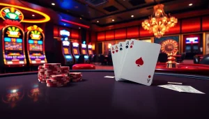 Experience seamless 7upbet login at an engaging casino scene filled with stylish gambling elements.